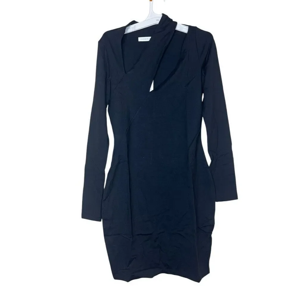 NEW Susana Monaco Diagonal Cut Out Mini‎ Dress in Black XLarge